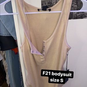 Tan button up bodysuit